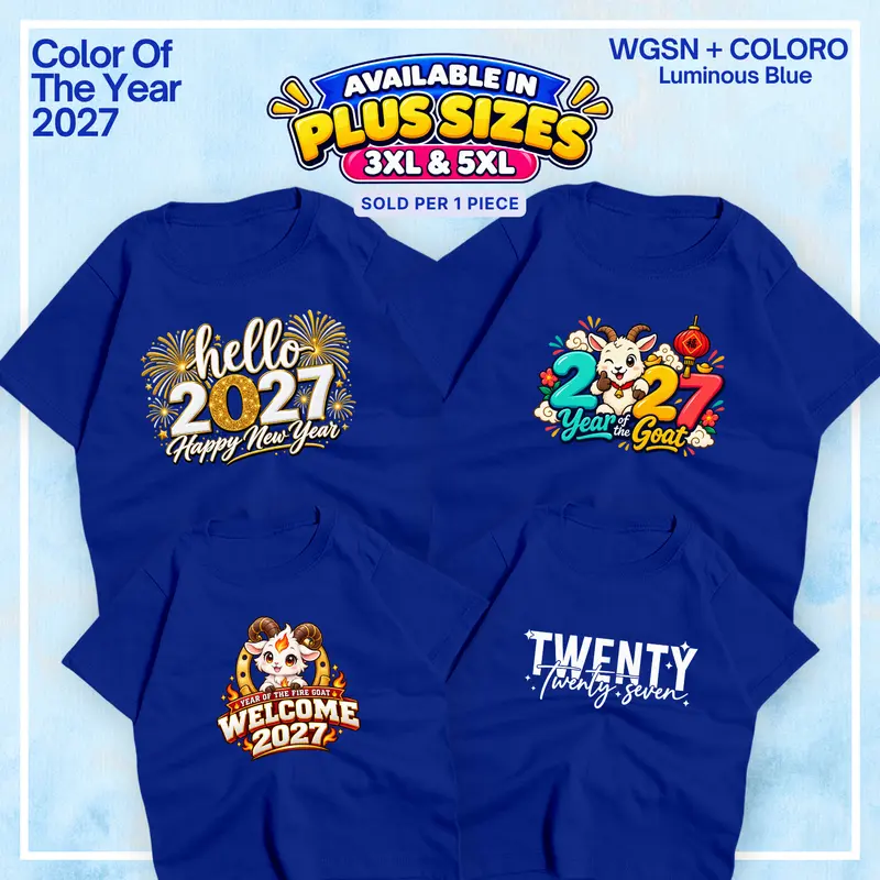 Maritees.MNL Luminous Blue 2027 New Year Family T-Shirt, Unisex Cotton