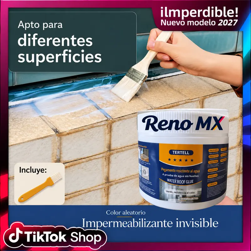 Reno MX Perekat Bening Tahan Air untuk Memperbaiki Kebocoran Kamar Mandi, Atap dan Dinding Luar, Sealant Meresap Tanpa Membongkar Bata untuk Musim Hujan dan Renovasi