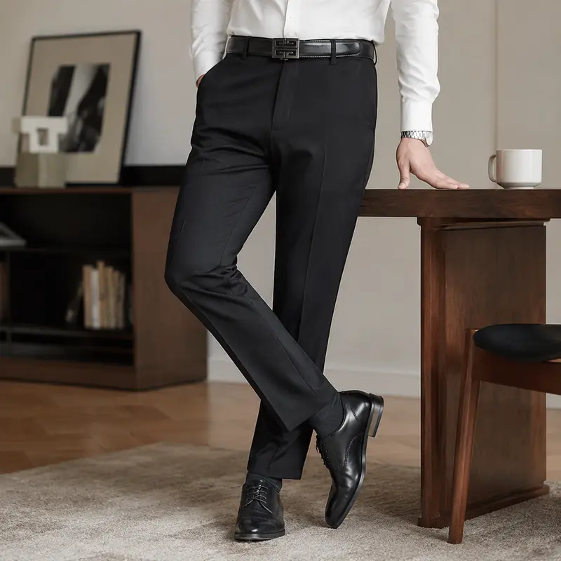 Pantalones de Traje para Hombre Cómodos y Suaves, Anti Arrugas, No Hacen Bolitas y Sin Necesidad de Planchar, Corte Recto Ideal para Oficina, Viajes de Negocios y Citas
