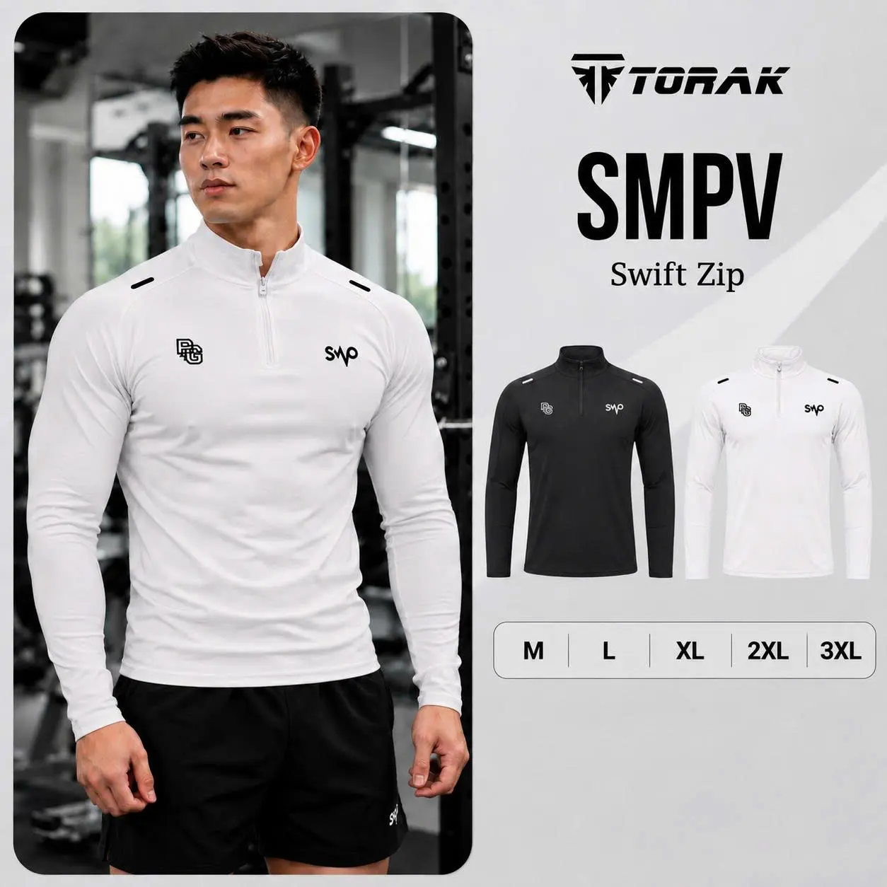 [SMPV] 남성용 보온 긴팔 하프집업 스포츠 티셔츠, 4방향 신축성, M-3XL, 고급 소재, 헬스·러닝용