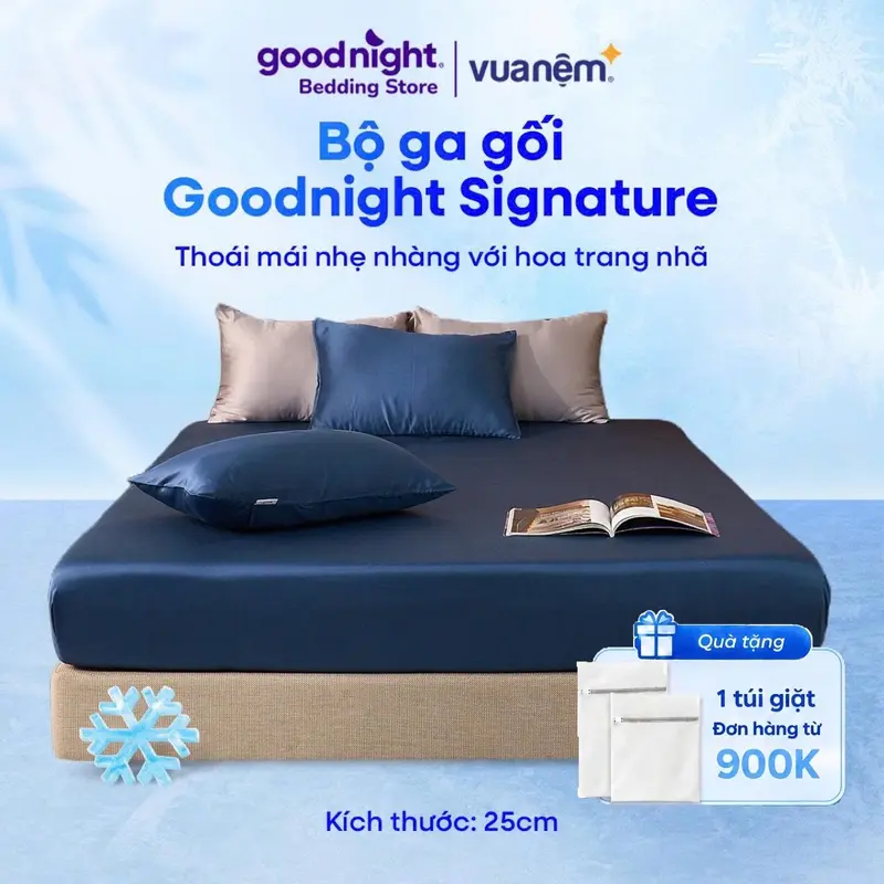 [CAO CẤP] Bộ Ga Gối Lụa Tencel 60s Cao Cấp 3 Món Goodnight Signature Set 1 Ga Giường 2 Vỏ Gối Mát Mịn Thoáng Khí Kháng Khuẩn Mềm Mịn Nhiều Size Màu Sắc Tinh Tế, Kèm Hộp Quà Cao Cấp