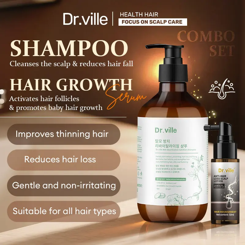 Dr. ville Hair Growth Serum Spray Anti-hair loss Shampoo Hair Oils Treatments Nourishing Scalp Hair Care Herbal Natural Ingredients