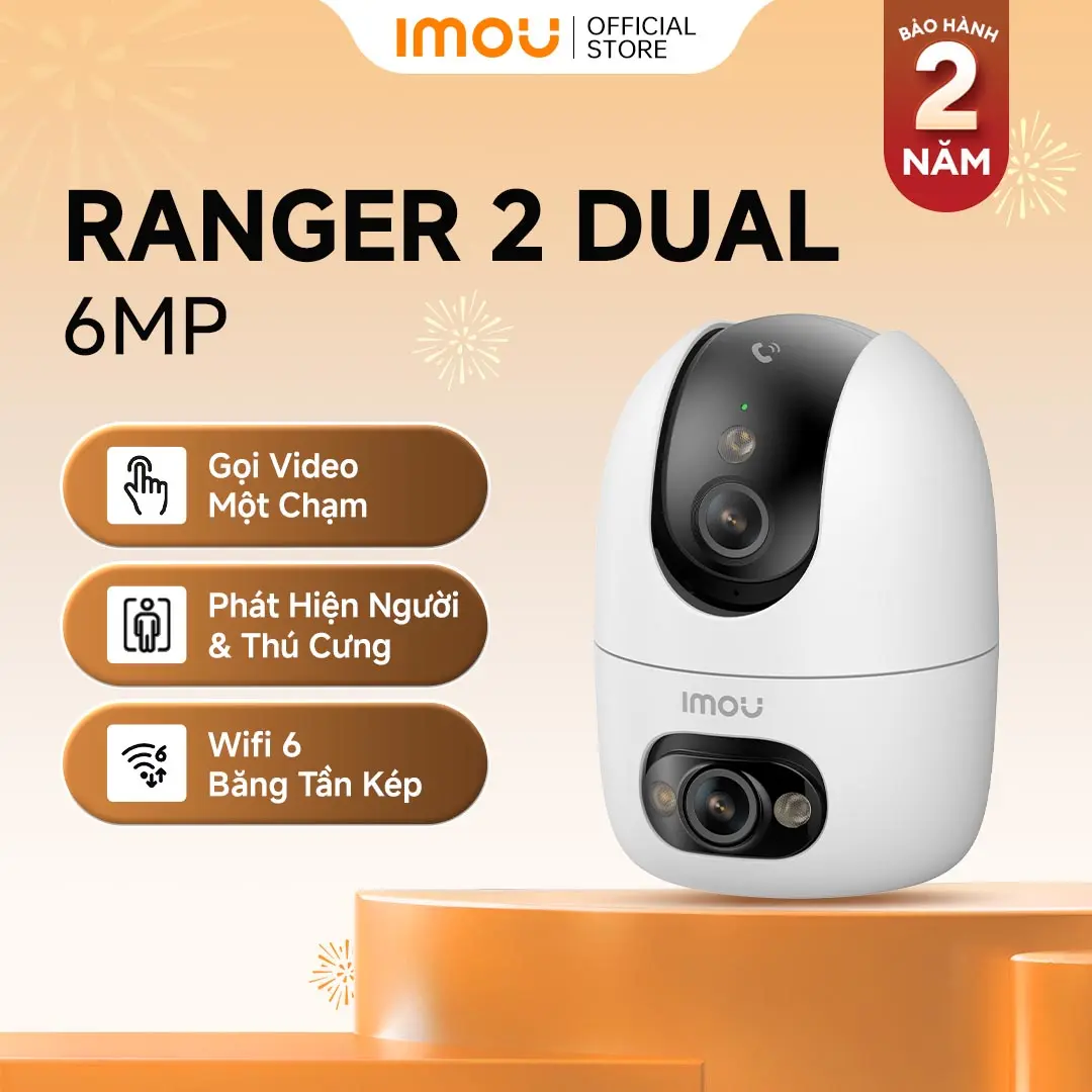 IMOU Ranger 2 Dual WLAN-Kamera, 6 MP/10 MP, Anruf per Tastendruck, Dualband-Wi-Fi 6 (2,4/5 GHz), USB-C, Personen-, Haustier- und Geräuscherkennung