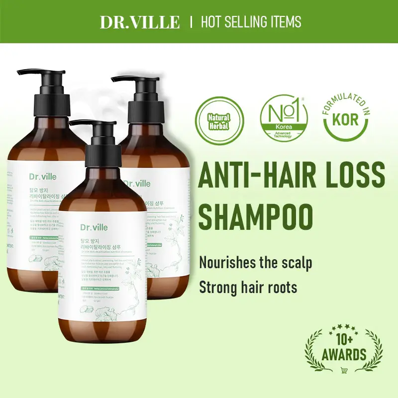 Dr.ville Sampo Antirontok 500ml Unisex untuk Perawatan Rambut dan Kulit Kepala, Menutrisi serta Menguatkan Akar Rambut, dengan Serum Rambut dan Bahan Herbal Alami