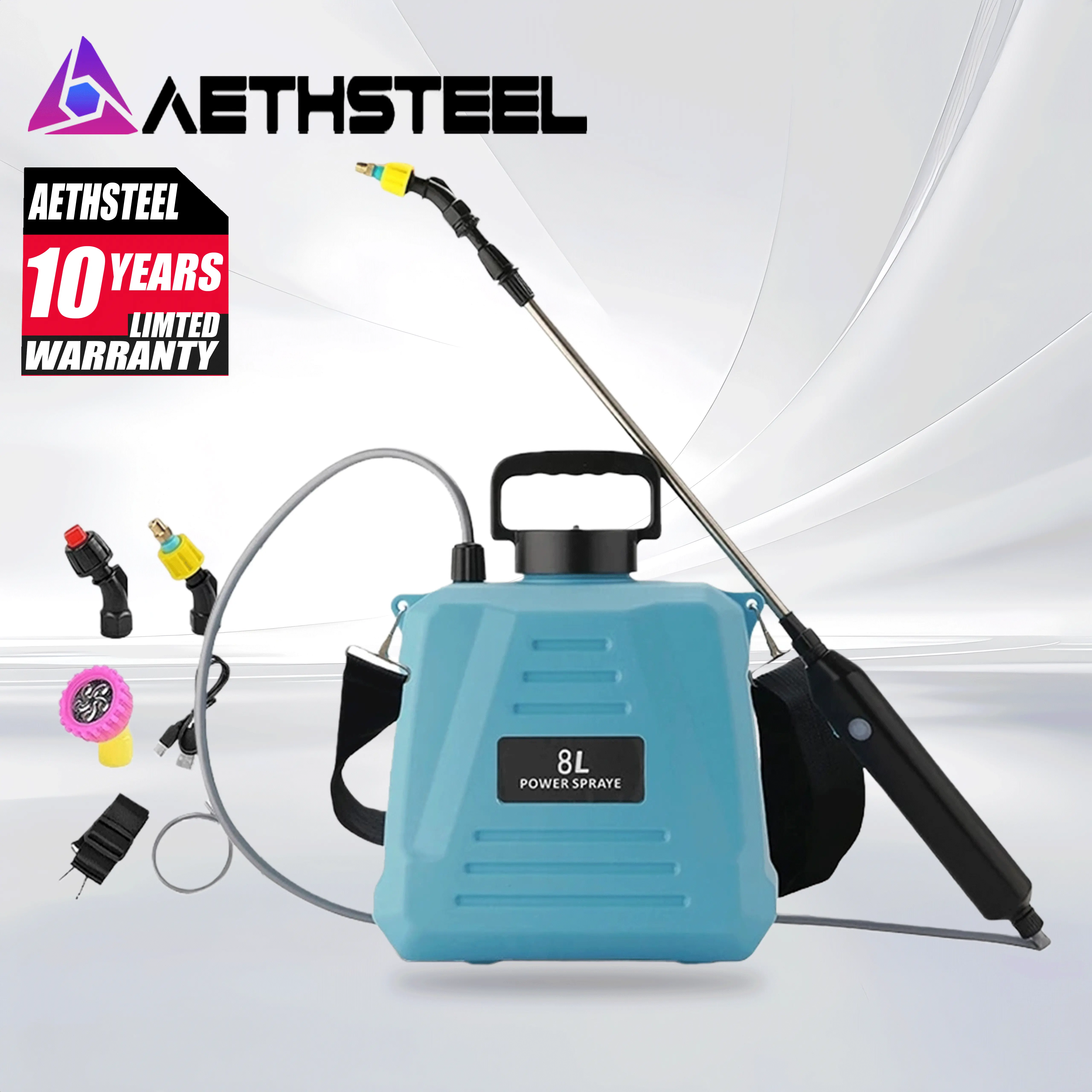AETHSTEEL 8L Electric Backpack Battery Sprayer with Dual Pump, Rechargeable Garden Pressure Model
