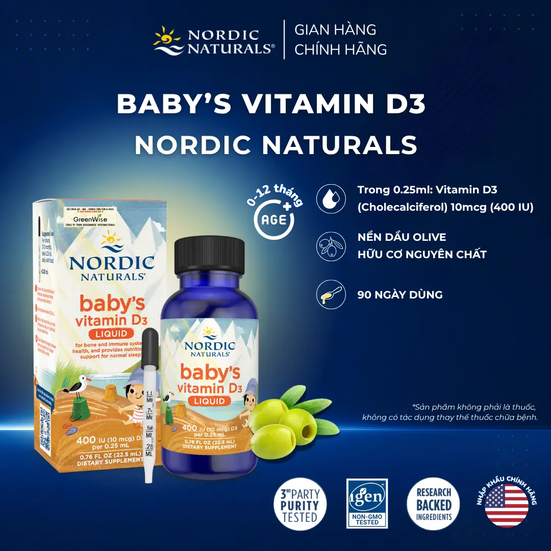 Vitamin D3 for Children, Supports Bone Health, Immunity and Sleep, 22.5 ml Bottle, Genuine US Import