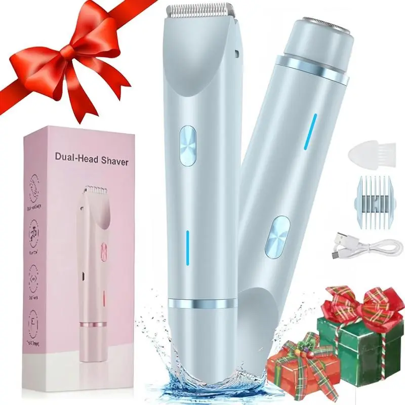 SG【DISPONIBLE PARA ENTREGA INMEDIATA】Recortadora de bikini para mujer y afeitadora eléctrica recargable 2 en 1 para cuerpo y rostro, con doble cabezal para recortar sin dolor el vello púbico, facial, de axilas y piernas; regalo de Navidad o Año Nuevo