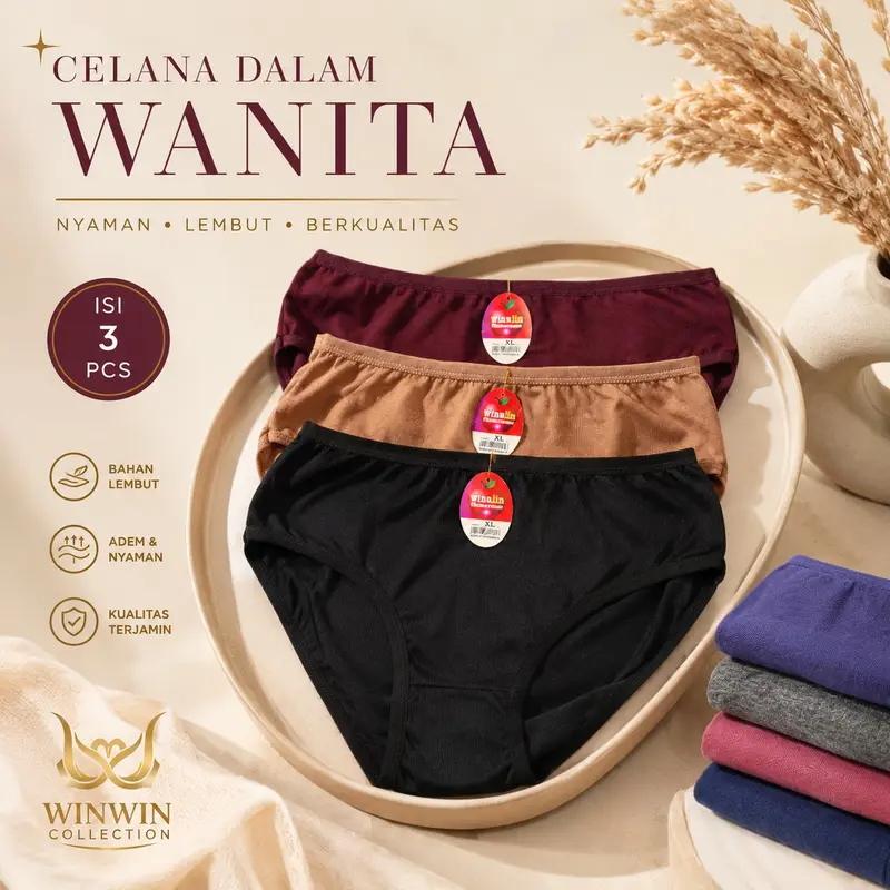 Culottes Winalin unies en coton, coloris foncés, lots de 3, 6 ou 12, pour adolescentes et adultes