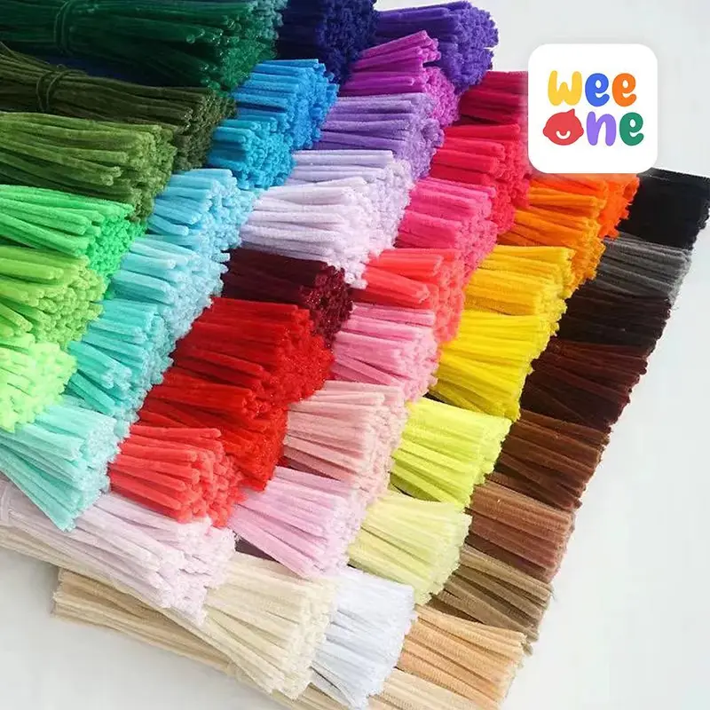FUZZY WIRE DIY Craft Kit, 100pcs of 8MM High-Density Multicolour Pipe Cleaners with Tools