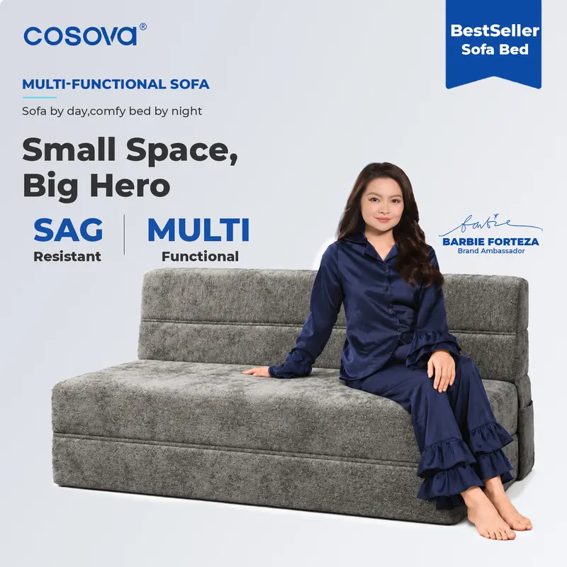 COSOVA 【Barbie Forteza’s Pick】Furniture Folding Sofa Bed Integrated Dual-Purpose Fabric 3-Seater Sofa Set for Small Living Room Available in Different Colors No Cushion