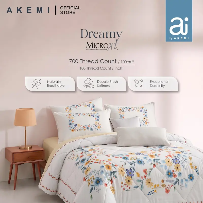 ai by AKEMI Dreamy Collection, juego de edredón de MicroXT 100 % y 700 TC, tamaños Super Single, Queen y King