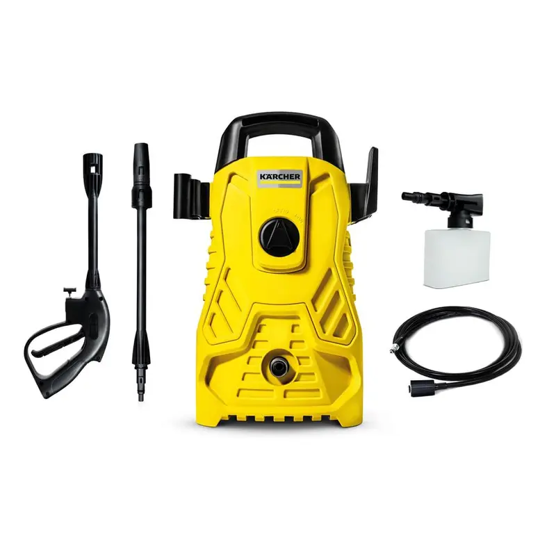Hidrolavadora compacta Kärcher de alta presión, 1.500 PSI/libras, 1400 W, 300 L/h, con aplicador de detergente y lanza regulable, 127 V/220 V