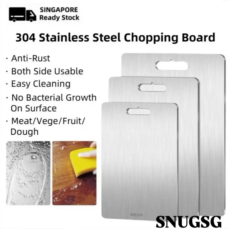 [SNUGSG SIGNATURE] A- VG101 304 STAINLESS STEEL CHOPPING BOARD FOR FRUITS VEGETABLE MEAT ANTI RUST ANTI BACTERIA