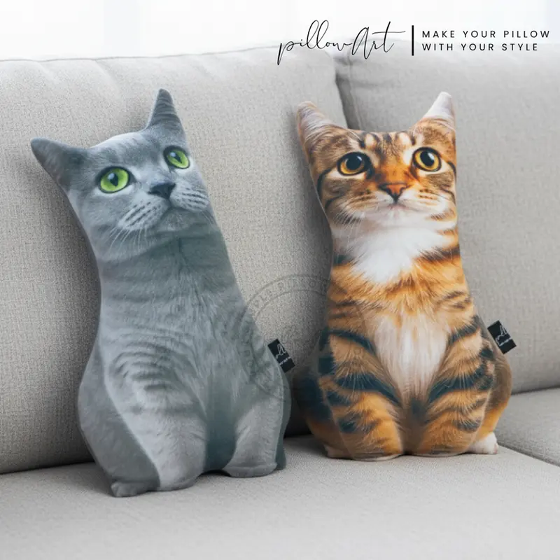 PillowArt ART211 Cute 3D Ugly Cat Full-Body Plush Pillow, Size M