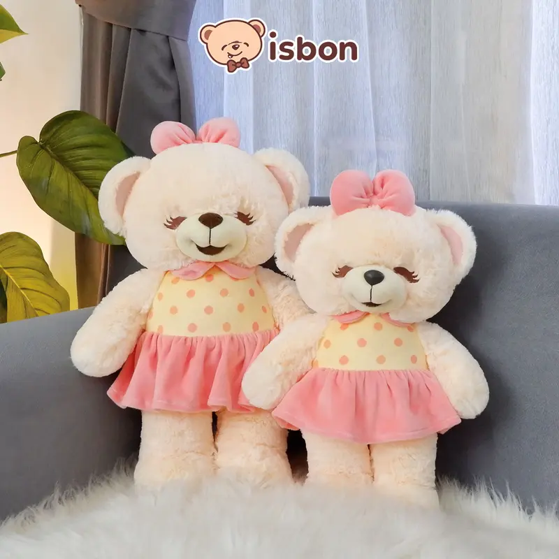 Ours en peluche Bonita Cheerful ISTANA BONEKA, avec tenue, jupe courte et nœud sur la tête, jouet et cadeau pour enfant