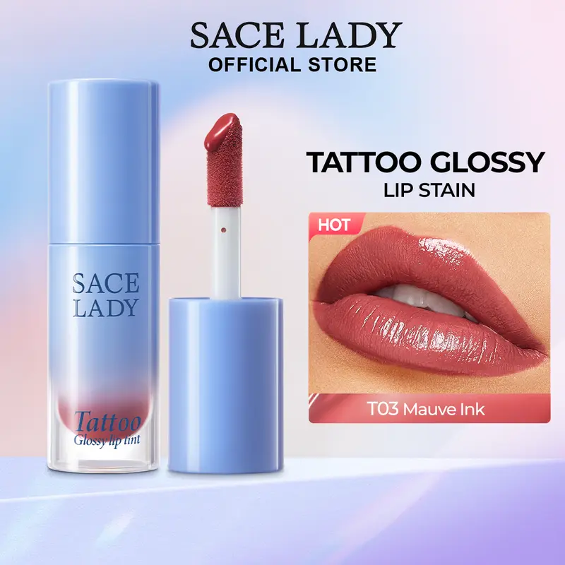 [COD] SACE LADY Tattoo Glossy Lip Stain Waterproof Lipstick Lightweight Moisturie Liptint Tahan Lama Melembapkan