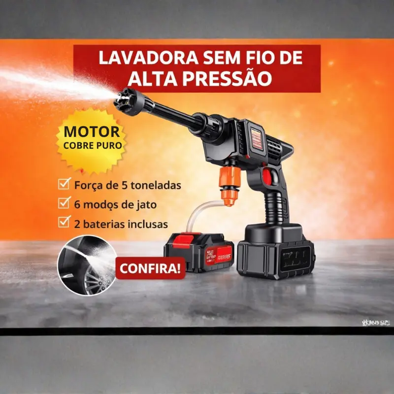 Rechargeable Portable High-Pressure Washer Gun for Cars and Gardens, Dual-Voltage Home Pressure Washer