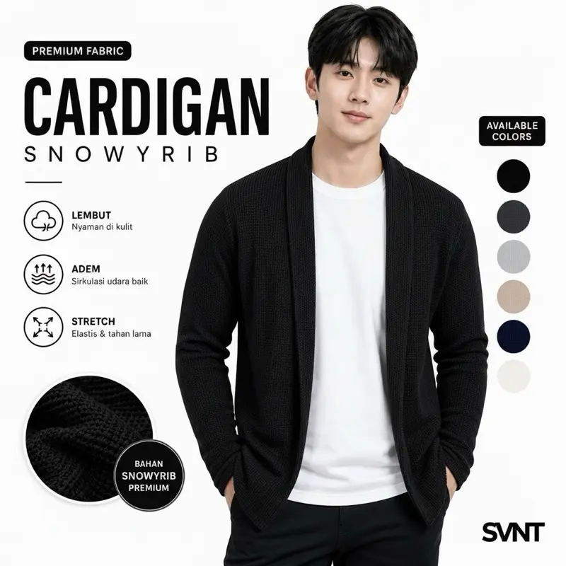 Men’s Snowy Rib Knit Long Cardigan Blazer for Casual and Formal Wear