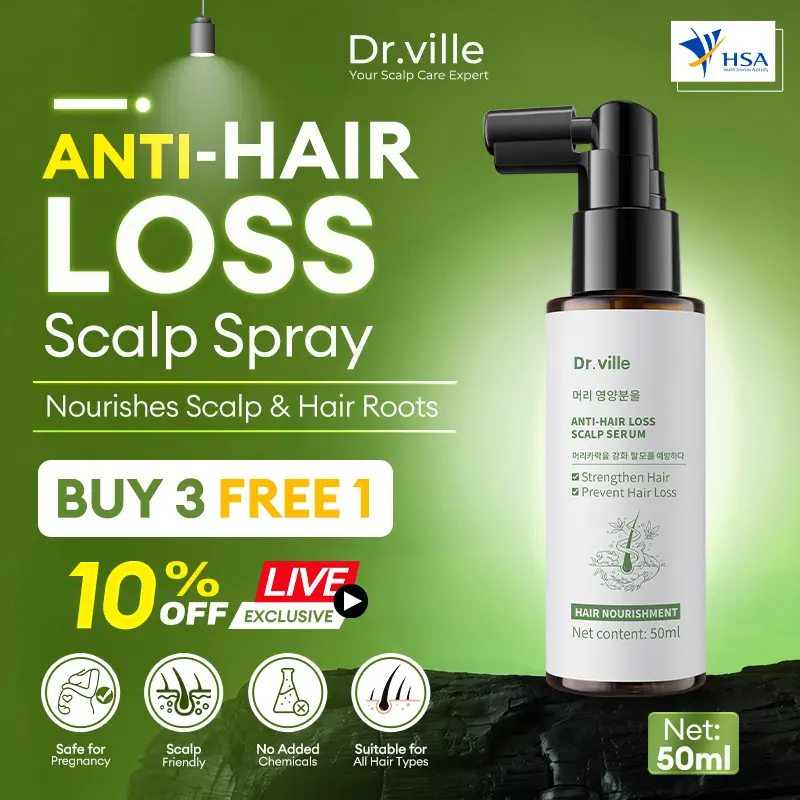 Dr.ville Hair Growth Serum Spray 50ml Hair Oils Treatments Follicle Care Nourishing Scalp Herbal Natural Ingredients