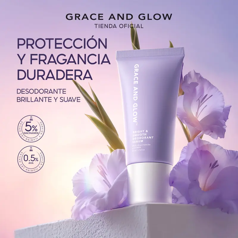Grace and Glow 50ml Roll-On Deodorant Serum with Niacinamide and AHA for Smooth, Even-Looking Underarms and Odor Control, Luxury Perfume Fragrance