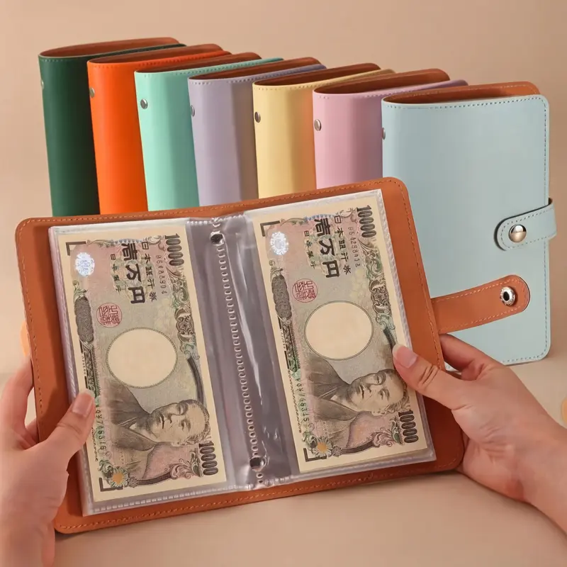 Seria Savings Binder PU Wallet Organizer, 1/2-Piece Set, Holds 100 Bills with Storage for Photos, Stamps and Cards