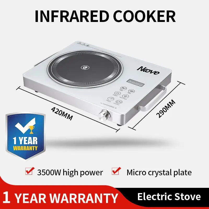 Nkove 3500 W Quiet Electric Cooker for All Pots and Pans, Fast-Heating for Home or Dorm Use