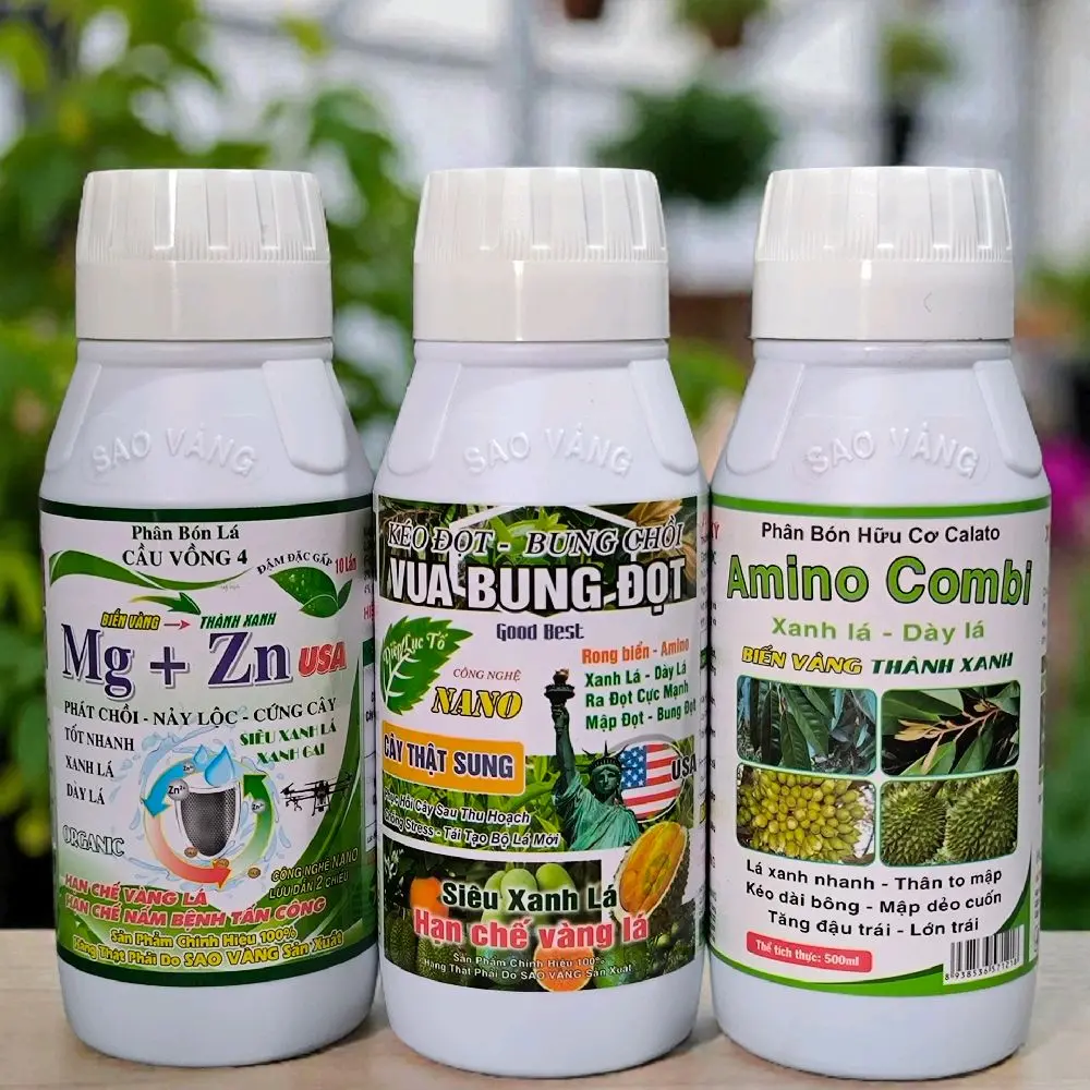 COMBO 3 CHAI Mg Kẽm+Vua Bung đọt+Amino Combi - Phân Bón Hữu Cơ Cao Cấp Siêu Xanh Lá Hạn chế Vàng Lá