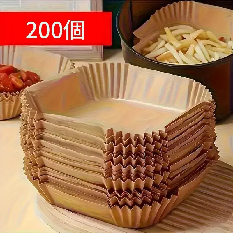 200 miếng giấy lót nồi chiên không dầu chống dính hình vuông dùng một lần, thân thiện với môi trường, phân hủy sinh học, dùng để nướng và chiên tại nhà, khách sạn hoặc cơ sở kinh doanh
