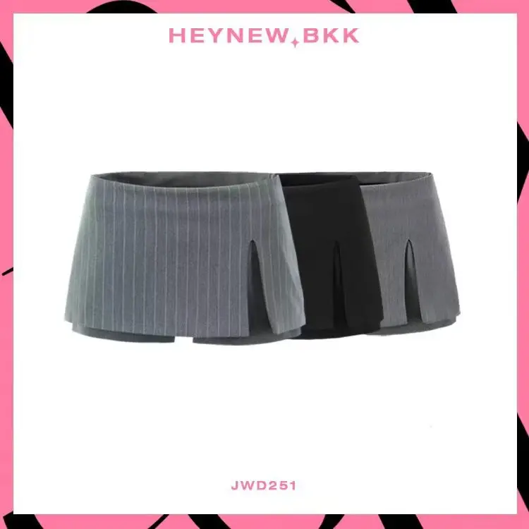 JWD251 Premium Minimalist Striped A-Line Skirt, High Waist with Side Slit and Figure-Flattering Fit