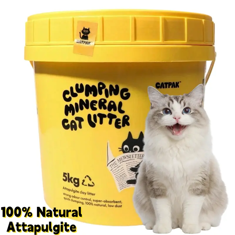 CATPAK 100% 天然凹凸棒石矿物猫砂 5kg／桶｜快速结团、强吸水、除臭、低粉尘、不易带出，兼容自动猫砂盆