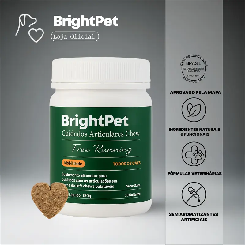 BrightPet犬用关节软糖补充剂，含软骨素、II型胶原蛋白、氨基葡萄糖和MSM