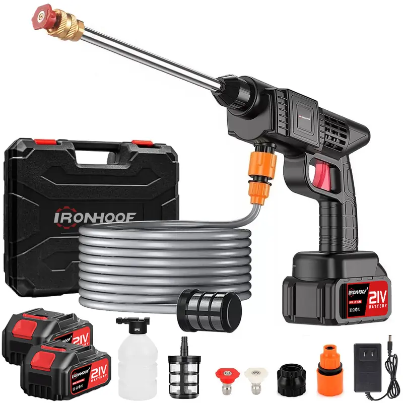 Hidrolavadora eléctrica portátil y inalámbrica negro de 550W con 680psi de presión máximaPistola Para Hidrolavadora Electrica Portatil Inalambrica Incluye 2 Baterías, Manguera De 5m