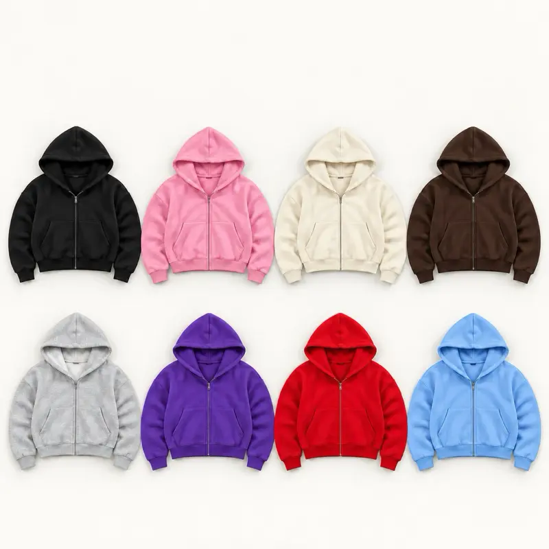 PRODUCTIVE Men's Boxy Cropped Zip Hoodie Jacket, Premium Brushed 350 GSM Fabric, 80% Cotton and 20% Polyester