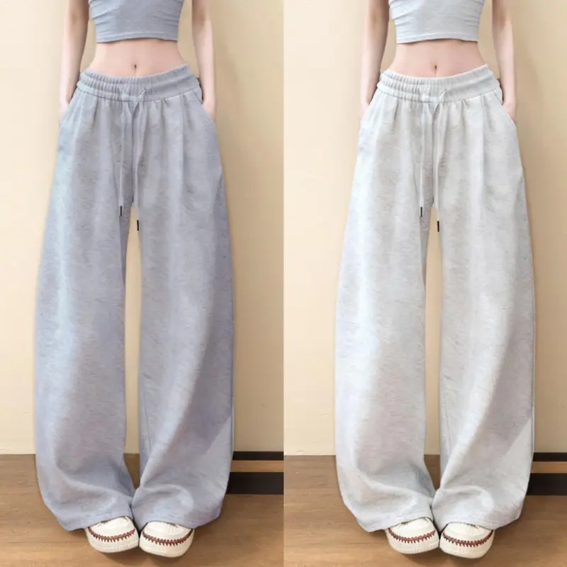 GDTIMA graue Unisex Baggy Jogginghose mit weitem Bein, lockere Freizeithose im koreanischen Stil für Damen