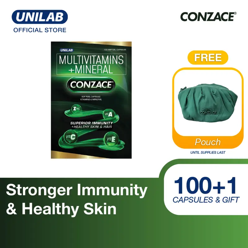 Unilab Conzace Multivitamins, 100 Capsules, for Immune and Skin Health