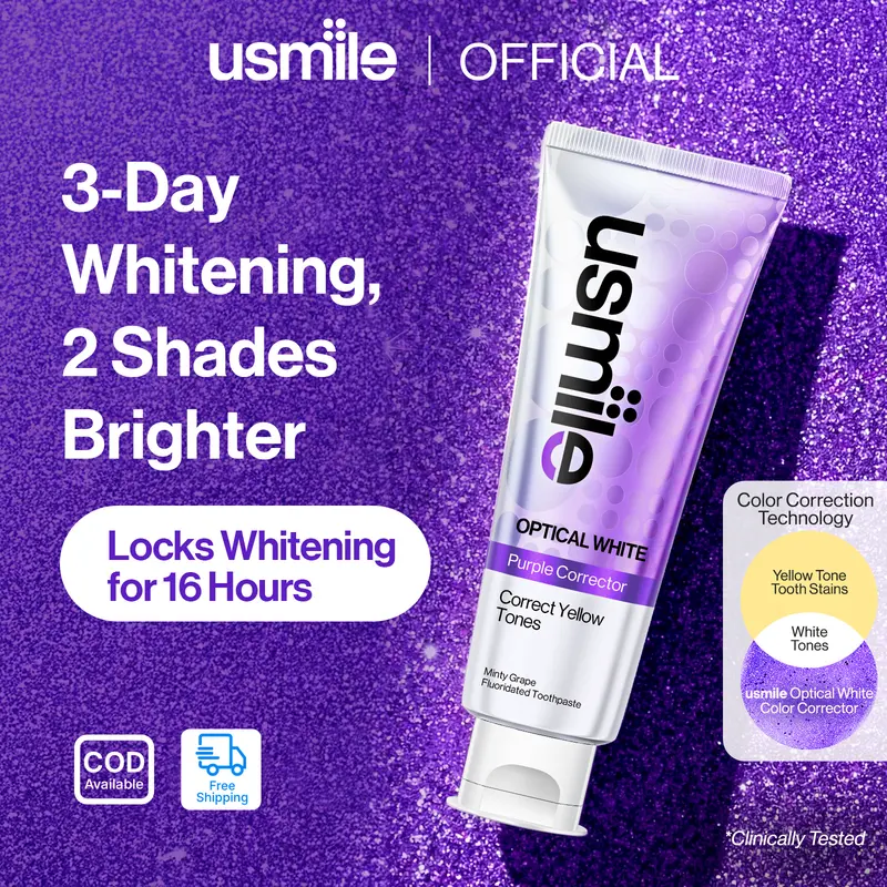 [NOUVEAUTÉ] Dentifrice violet usmile Optical White 2.0 & 1.0, correction optique des tons jaunes, élimine les taches et la mauvaise haleine, raisin mentholé, 100 g/tube
