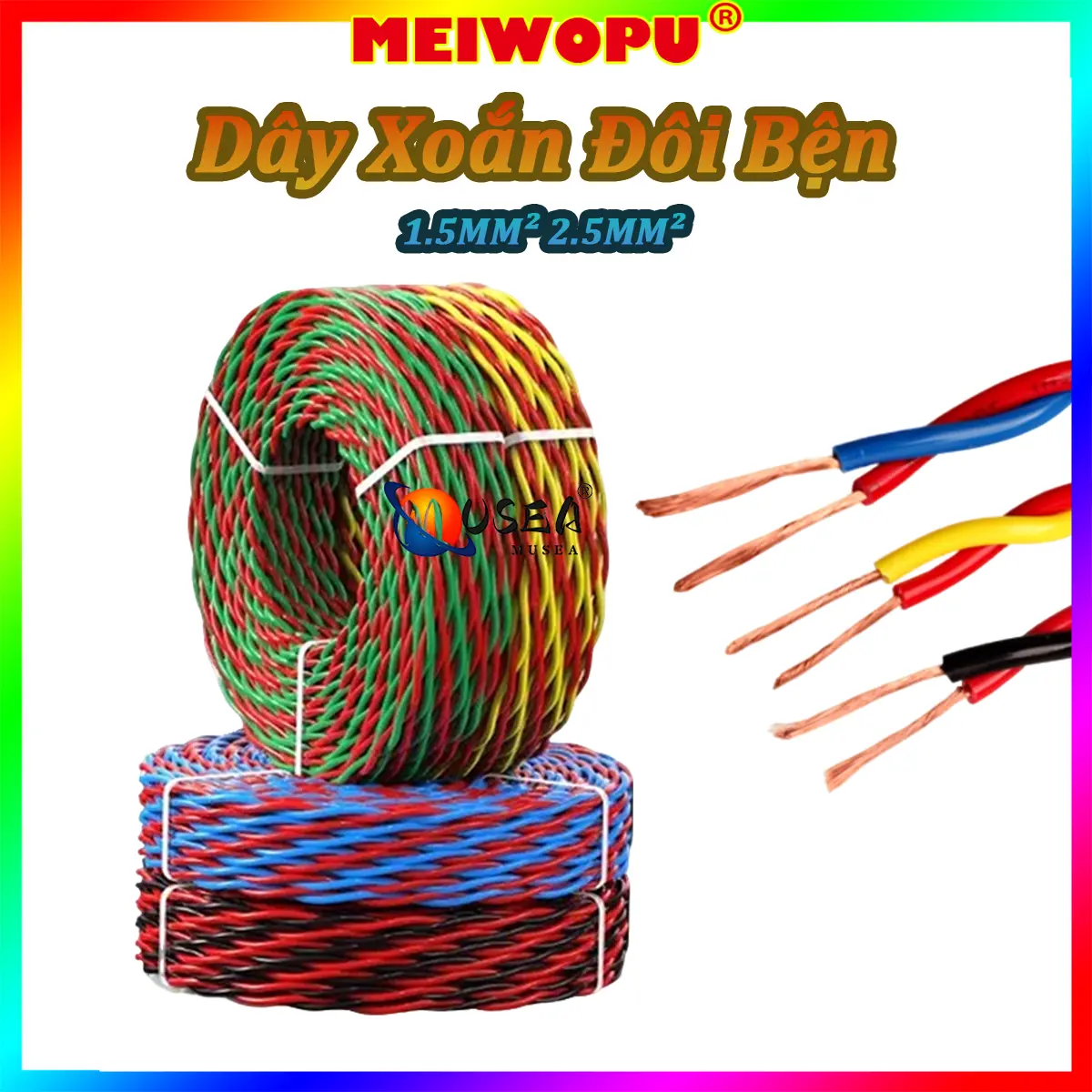Cable trenzado doble ignífugo de 10-50 m, 1.5 mm²/2.5 mm², para sistemas de alarma contra incendios y sensores de humo