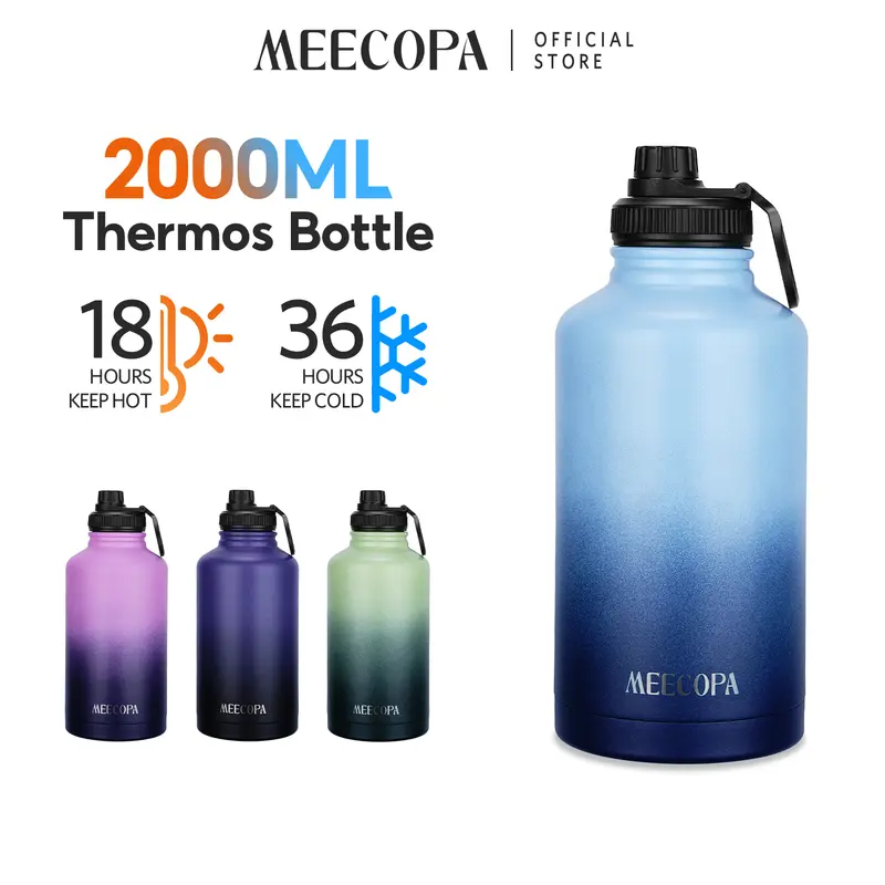 【MEECOPA Ready Stock】 New Giant Outdoor Insulated Water Bottle, 2000ml Extra-Large Capacity, 304 Stainless Steel Travel Water Bottle, Long-Lasting Insulation with Triple Seals for Leak-Proof Performance, Ideal for Sports and Outdoor Activities