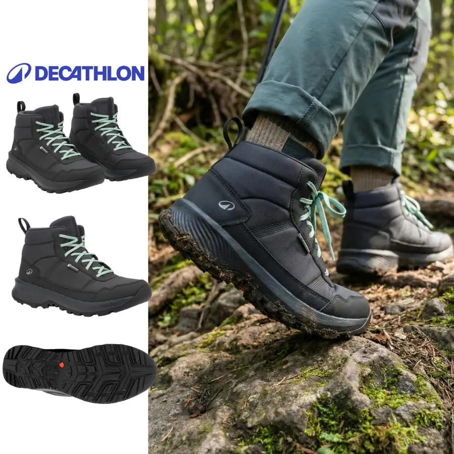 Women's NH100 Waterproof Mid-Cut Hiking Boots with Ankle Support for Long Walks, 8871765