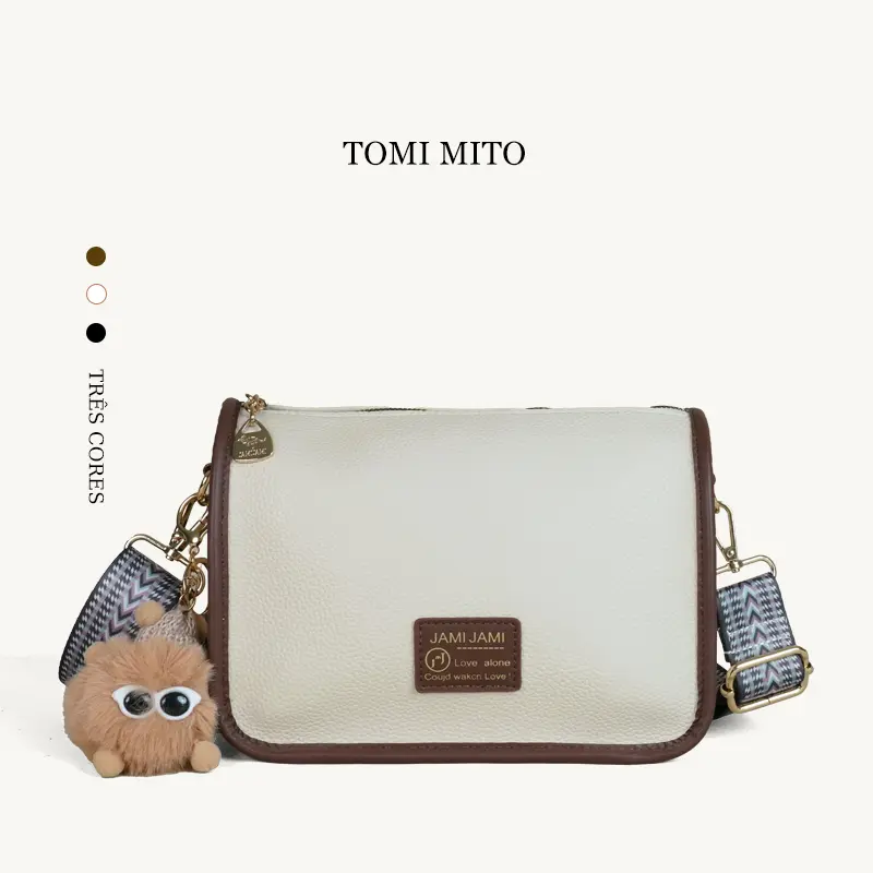 TOMI MITO T304 AF 女士高级斜挎包，附可拆毛绒挂件和可调节肩带