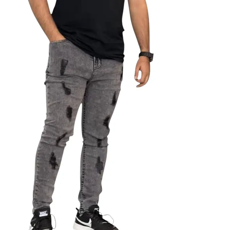 Neu eingetroffene, zerrissene Herren-Skinny-Jeans im Slim Fit, 95 % Baumwolle und 5 % Elasthan