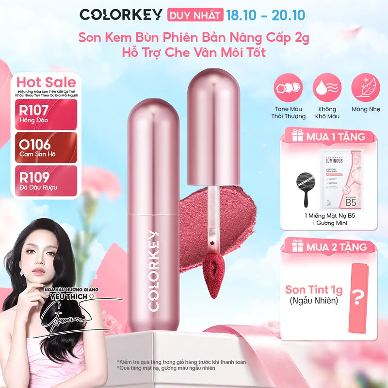 Upgraded Lip Mud Mousse Matte Liquid Lipstick, Smooth Texture, Helps Fill Lip Lines and Moisturise, 2g