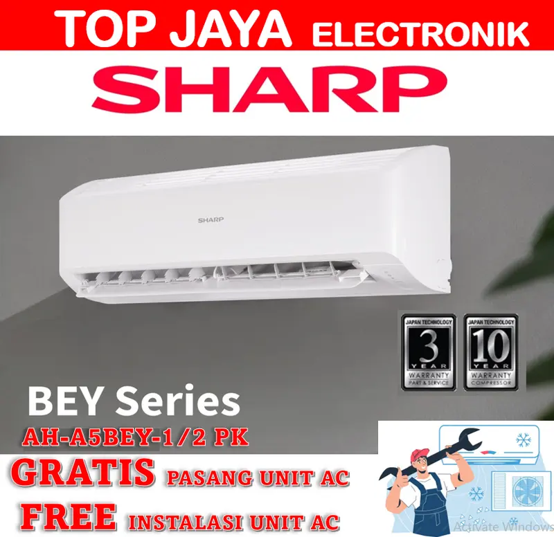 AC SHARP 1/2 PK GARUDA WING/AC SHARP 0,5 PK FREE INSTALASI/GRATIS PASANG