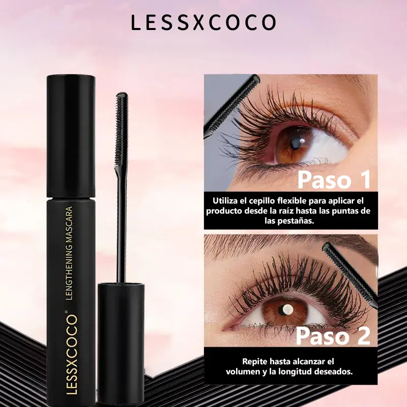 【LESSXCOCO】Máscara de Pestañas a Prueba de Agua – Larga Duración, Rizado Natural, Maquillaje Negro para Pestañas [Pago Contra Entrega]