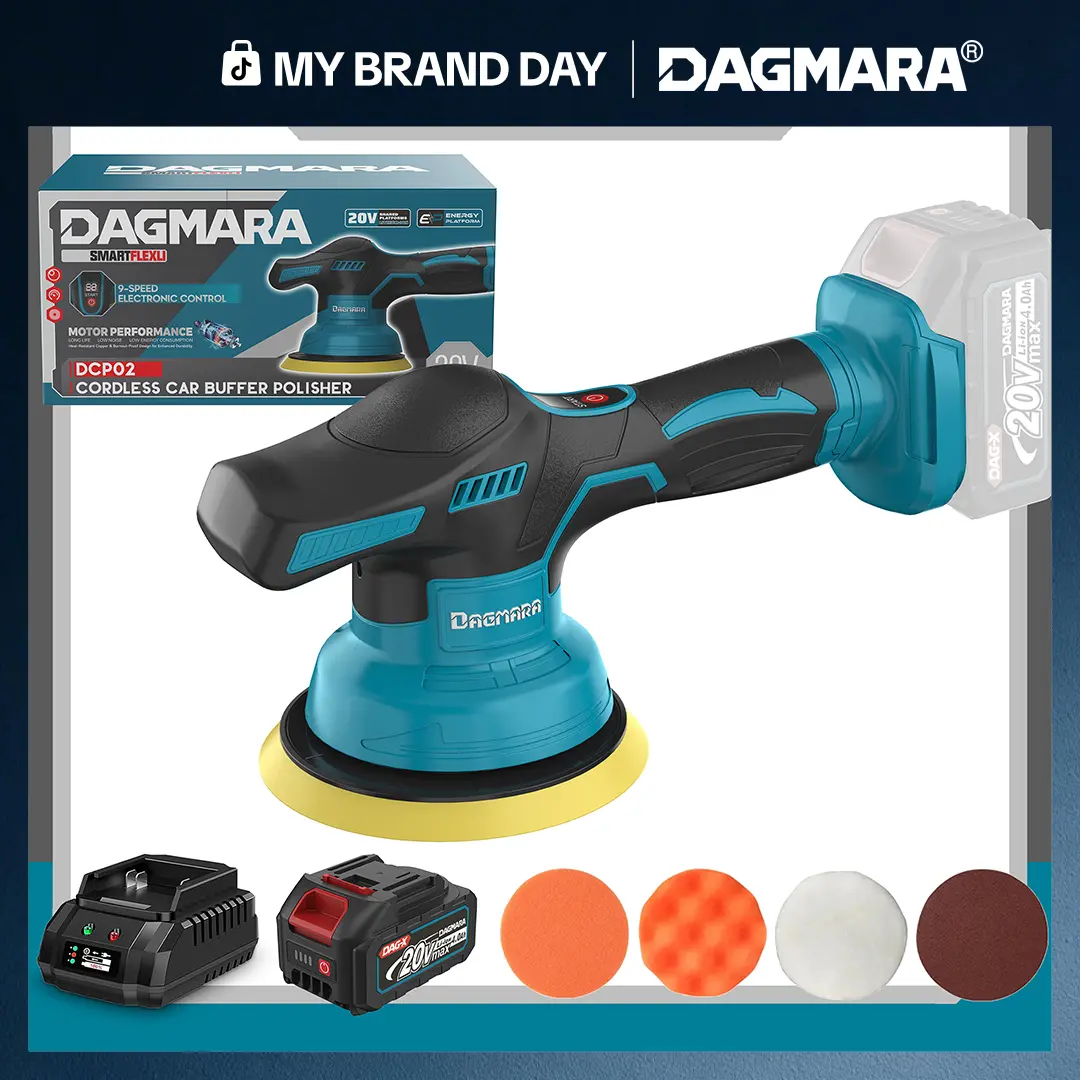 DAGMARA DCP02 150mm Cordless Dual-Action Car Buffer Polisher Kit with 1 × 21V 4.0Ah Battery