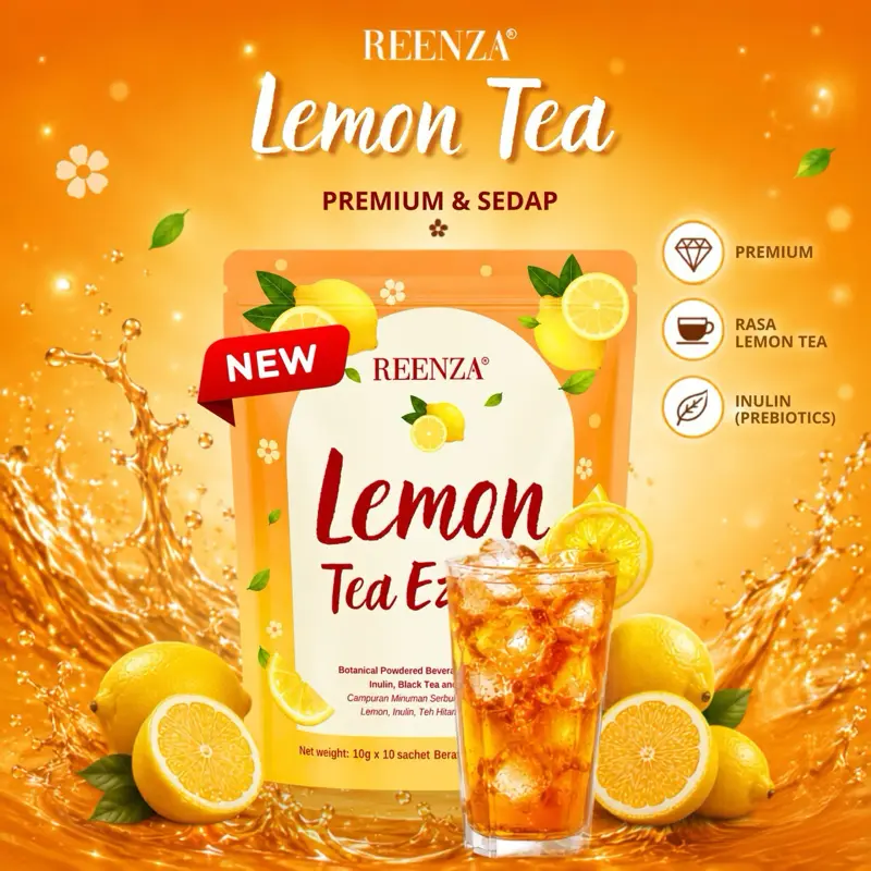 NEW REENZA Lemon Tea Drink, 10g x 10 Sachets per Box