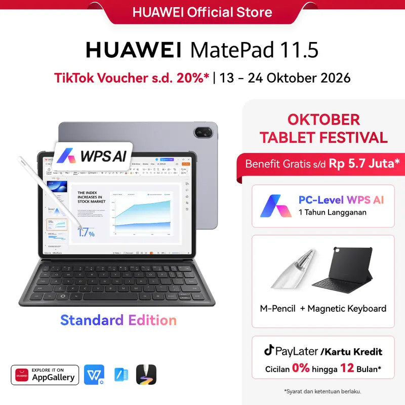 【10 月平板节，最高 20%*】HUAWEI MatePad 11.5 标准版平板，AI 加持的 WPS 类 PC 办公体验，10,100 mAh 电池，40W HUAWEI SuperCharge