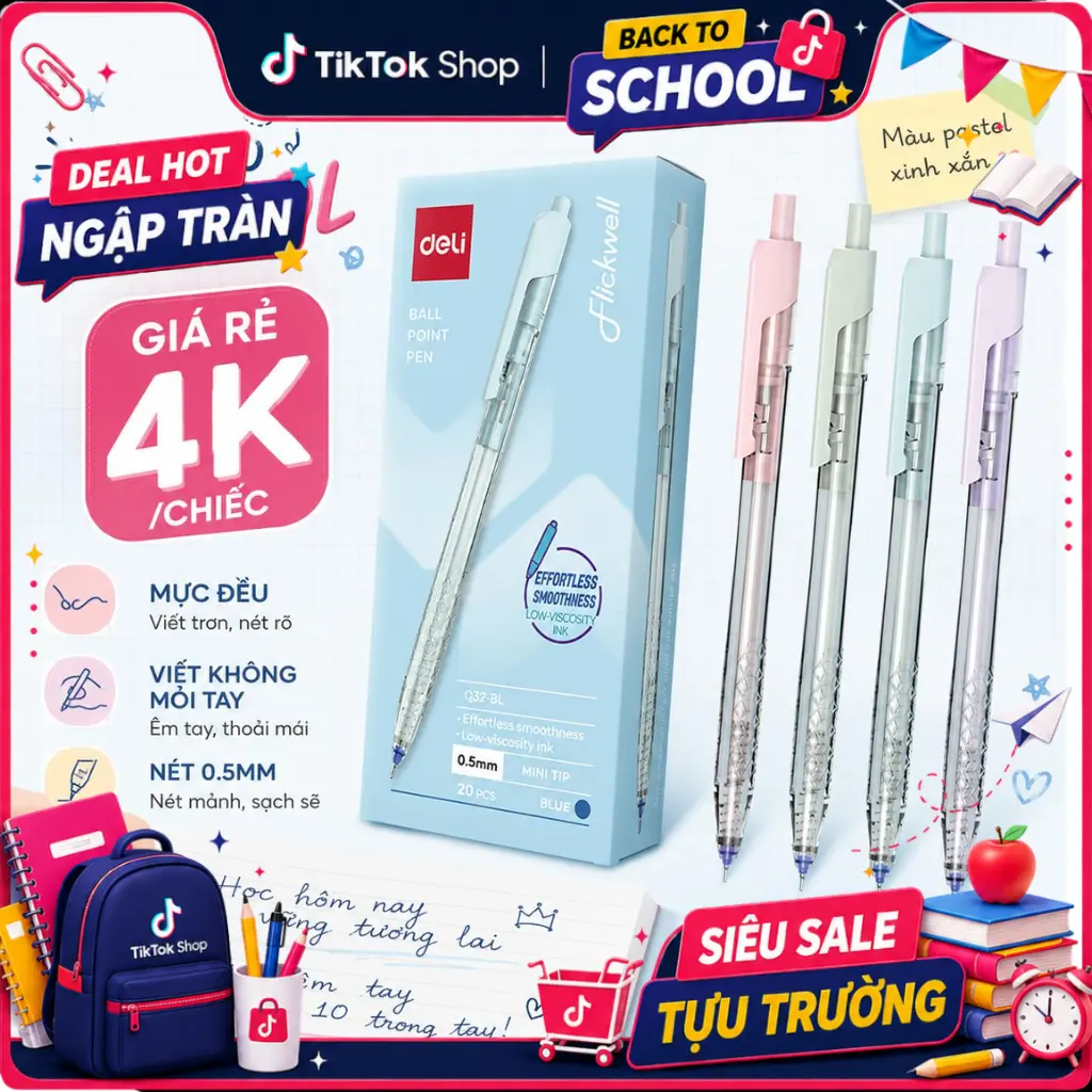 [OFERTA IMPERDÍVEL 4K/C] Kit com 10/20 canetas esferográficas pastel Deli EQ32, escrita macia, secagem rápida e sem borrões, com tinta azul para estudantes e escritório