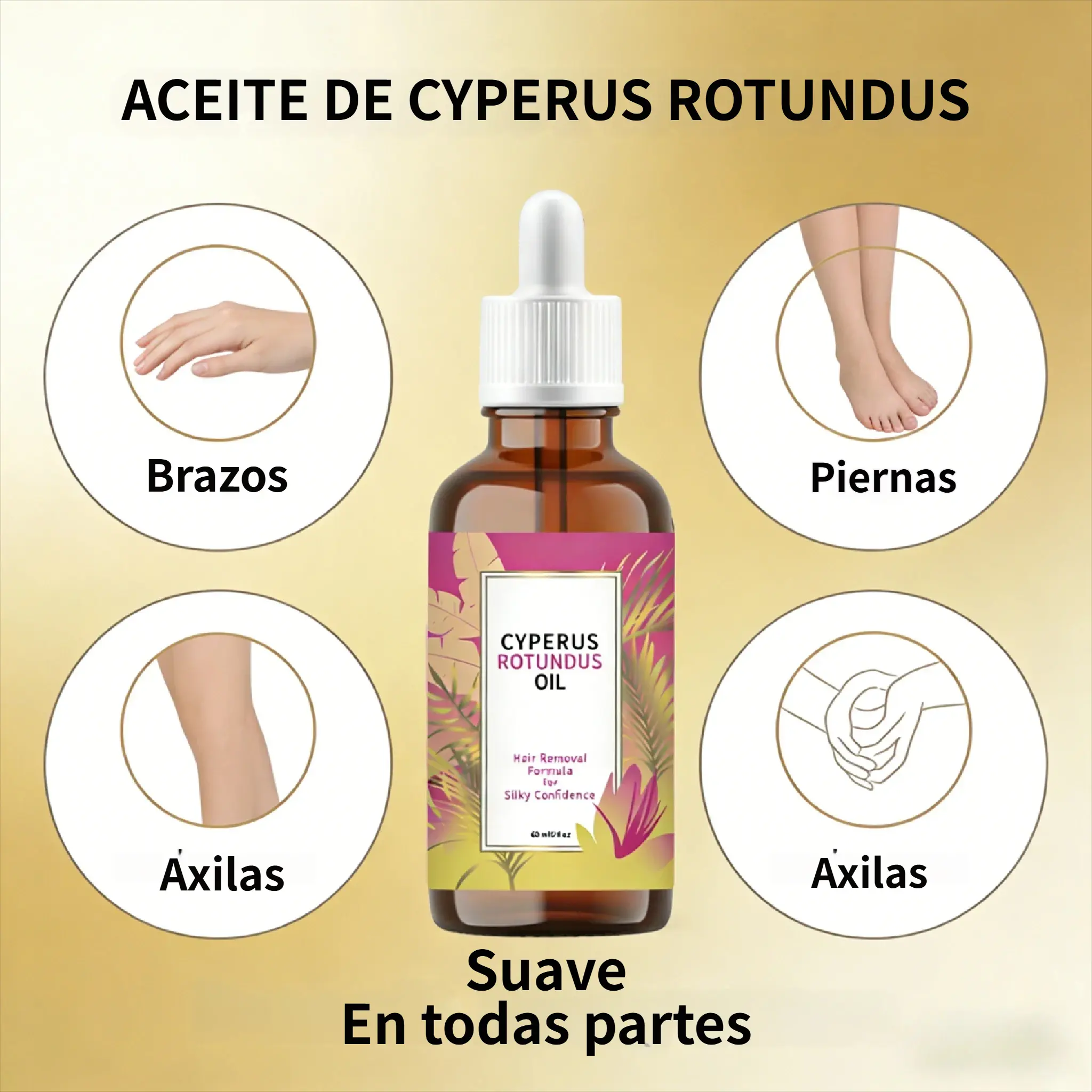 Cyperus Rotundus Oil for Natural Post-Hair-Removal Care, Formula for Soft Skin and Finer Hair
