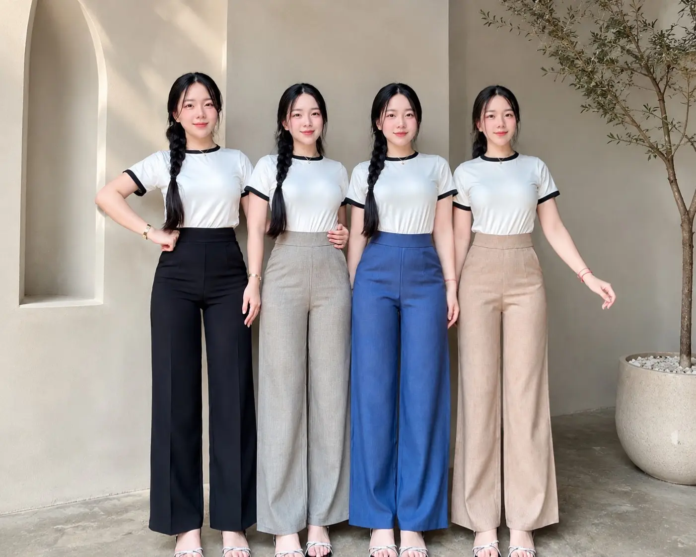 2sisters [신상] 여성용 세미 와이드 스트레이트 팬츠(옆지퍼), 플로라 원단, 총장 39인치, 블랙
